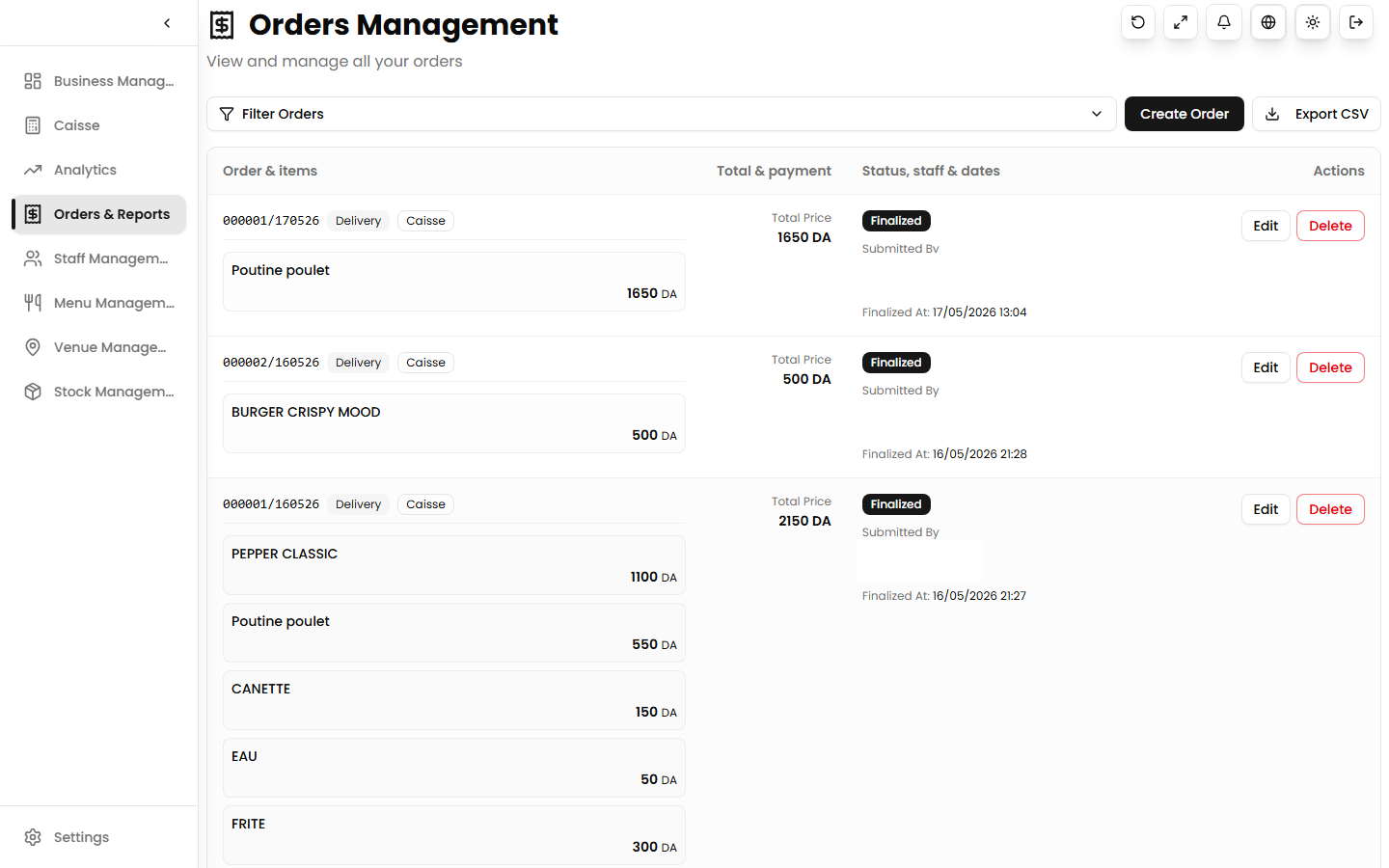 Order Management